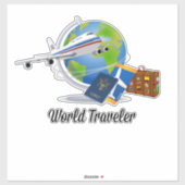 Reisende aus aller Welt, Flugzeug, Koffer, Reisepa Aufkleber (Blatt)