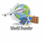 Reisende aus aller Welt, Flugzeug, Koffer, Reisepa Aufkleber (Vorderseite)