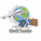 Reisende aus aller Welt, Flugzeuge, Koffer, Reisep Aufkleber (Vorderseite)