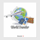 Reisende aus aller Welt, Flugzeuge, Koffer, Reisep Aufkleber (Blatt)