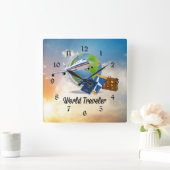 Reisende aus aller Welt, verpackt und einsatzberei Quadratische Wanduhr (Zuhause)