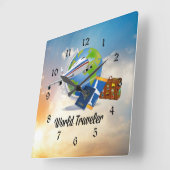 Reisende aus aller Welt, verpackt und einsatzberei Quadratische Wanduhr (Winkel)