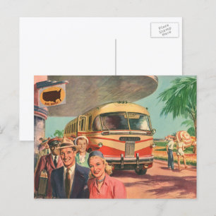 Reisende aus vergangenen Tagen auf Urlaub im Busba Postkarte