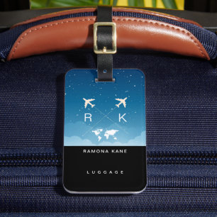 Reisende benennen modernes elegantes Monogramm Gepäckanhänger