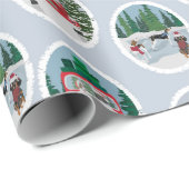 Reisende Coonhounds auf Blau Geschenkpapier (Rolleneckpunkt)