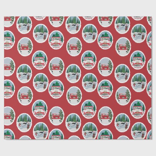 Reisende Coonhounds auf Rot Geschenkpapier (Flach)