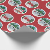 Reisende Coonhounds auf Rot Geschenkpapier (Ecke)