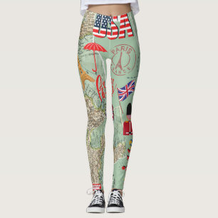 Reisende Design World Maps vereinte Staaten Leggings