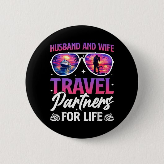 Reisende Ehepartner am Strand Button (Vorderseite)