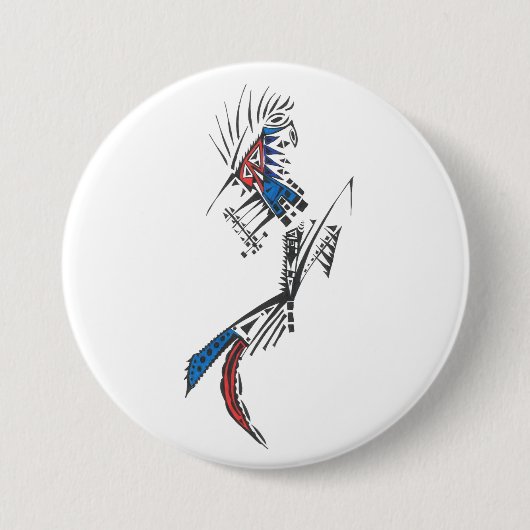 Reisende Farbige Abstrakte Stammes-Tattoo-Kunst Button (Vorderseite)