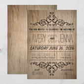 Reisende Hochzeitseinladung aus Schnittholz Einladung (Vorne/Hinten)