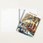 Reisende im Outdoor Café Pläne und Ziele Planer (Anzeige)