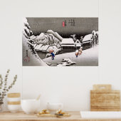 Reisende im Schnee am Bahnhof Kanbara Poster (Küche)