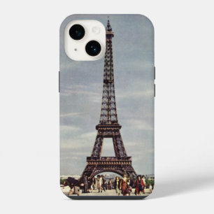 Reisende im Vintage-Stil am Eiffelturm, Paris-Urla iPhone Hülle