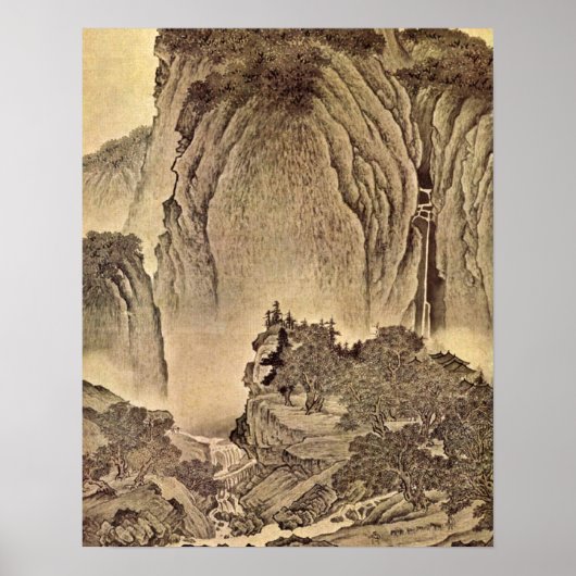 Reisende in den Bergen von Fan Kuan Poster (Vorne)