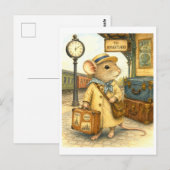 Reisende-Maus-Illustration Postkarte (Vorne/Hinten)