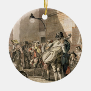 Reisende Musiker, die in einem schlechten Teil der Keramikornament