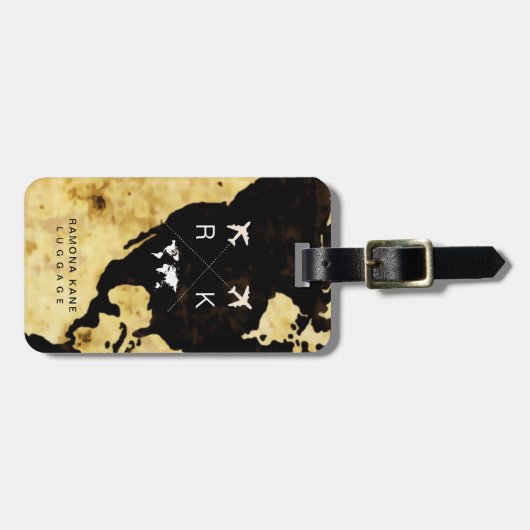 Reisende Name Modern USA Map World Gepäckanhänger (Vorderseite horizontal)