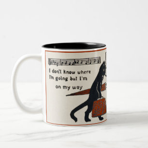 Reisende schwarze Katzen Vintage Postkarten Kaffee Zweifarbige Tasse