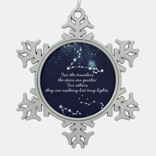 Reisende und Sterne - Schneeflocke Gerahmte Orname Schneeflocken Zinn-Ornament (Vorderseite)