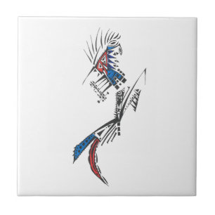 Reisender Bunt Abstrakt Stammes-Tattoo-Kunst Fliese