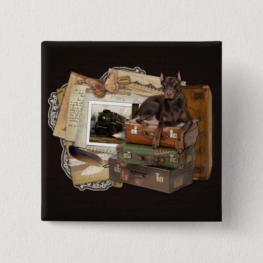 Reisender Dobermann - felsig Button (Vorderseite)