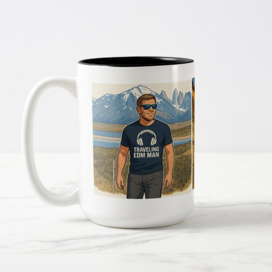 Reisender EDM-Mann Zweifarbige Tasse (Links)