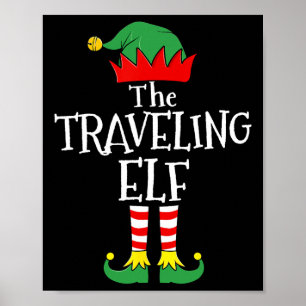 Reisender Elf passender Familien Gruppen Weihnacht Poster