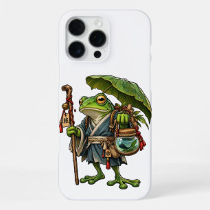 Reisender Frosch unter einem Sonnenschirmblatt iPhone 16 Pro Max Hülle