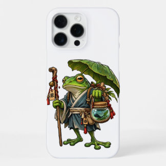 Reisender Frosch unter einem Sonnenschirmblatt iPhone 16 Pro Max Hülle