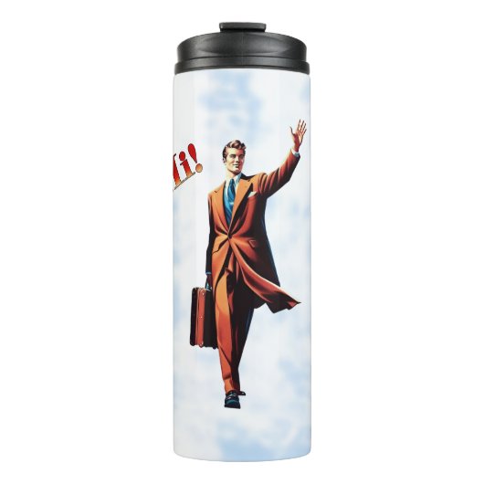 Reisender Mann Thermosbecher (Vorderseite)