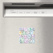 Reisender mit Sucht nach Passstempeln Retro-Weltre Magnet (In Situ (Geschirrspüler))