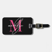 Reisender Pinker Anfangsbuchstabe Name Monogramm Gepäckanhänger (Vorderseite horizontal)