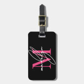Reisender Pinker Anfangsbuchstabe Name Monogramm Gepäckanhänger (Vorderseite vertikal)