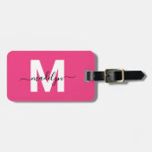 Reisender Pinker Anfangsbuchstabe Name Monogramm Gepäckanhänger (Vorderseite horizontal)
