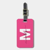 Reisender Pinker Anfangsbuchstabe Name Monogramm Gepäckanhänger (Vorderseite vertikal)
