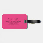 Reisender Pinker Anfangsbuchstabe Name Monogramm Gepäckanhänger (Rückseite horizontal)
