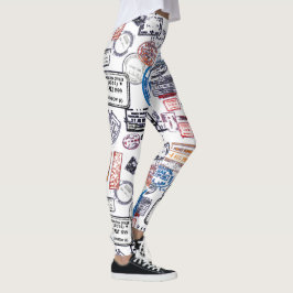 Reisendes Frauen-Visums-Briefmarken-Muster Leggings