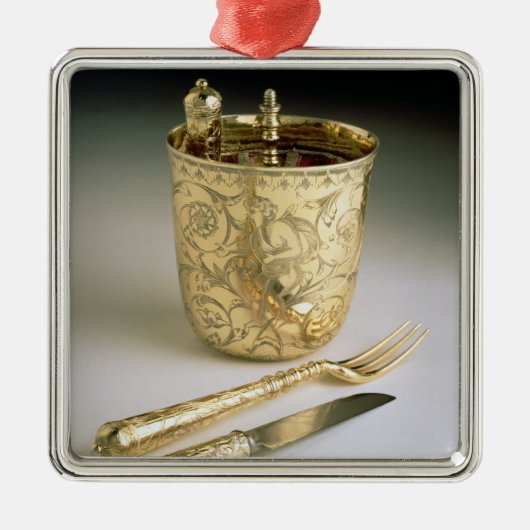 Reisendes Set eines Messers, der Gabel, des Ornament Aus Metall (Vorne)