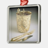 Reisendes Set eines Messers, der Gabel, des Ornament Aus Metall (Links)