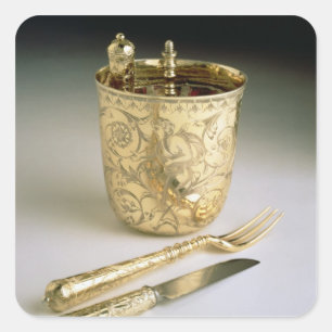 Reisendes Set eines Messers, der Gabel, des Quadratischer Aufkleber