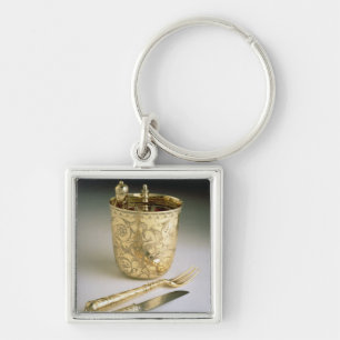 Reisendes Set eines Messers, der Gabel, des Schlüsselanhänger