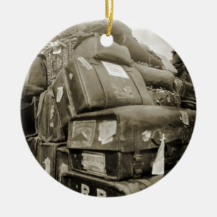 REISENSPIELTEAMSTER WAGON SUITCASE DER 1890er Jahr Keramik Ornament