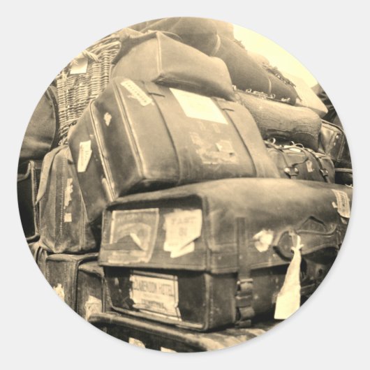 REISENSPIELTEAMSTER WAGON SUITCASE DER 1890er Jahr Runder Aufkleber (Vorderseite)