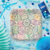 Reisepapierteller, Reisepass-Stempel-Party Pappteller (Party)