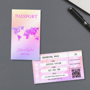 Reisepass Agent World Map Boarding Pass Visitenkarte