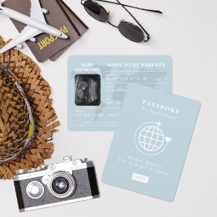 Reisepass bis Parenthood Reisethema Babydusche Einladung