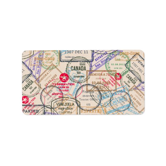 Reisepass-Briefmarke Adressaufkleber (Vorne)