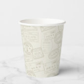 Reisepass Briefmarke Beige Muster Papier Cup Pappbecher (Rückseite)