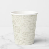 Reisepass Briefmarke Beige Muster Papier Cup Pappbecher (Vorderseite)